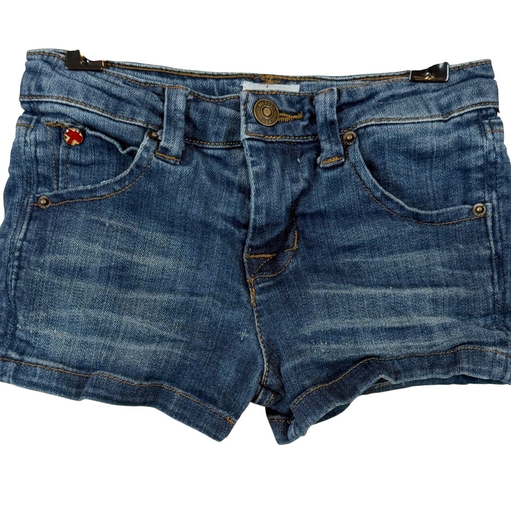 Hudson Kids Blue Denim Shorts Size 5 Medium Wash Adjustable Waist Flap Pockets